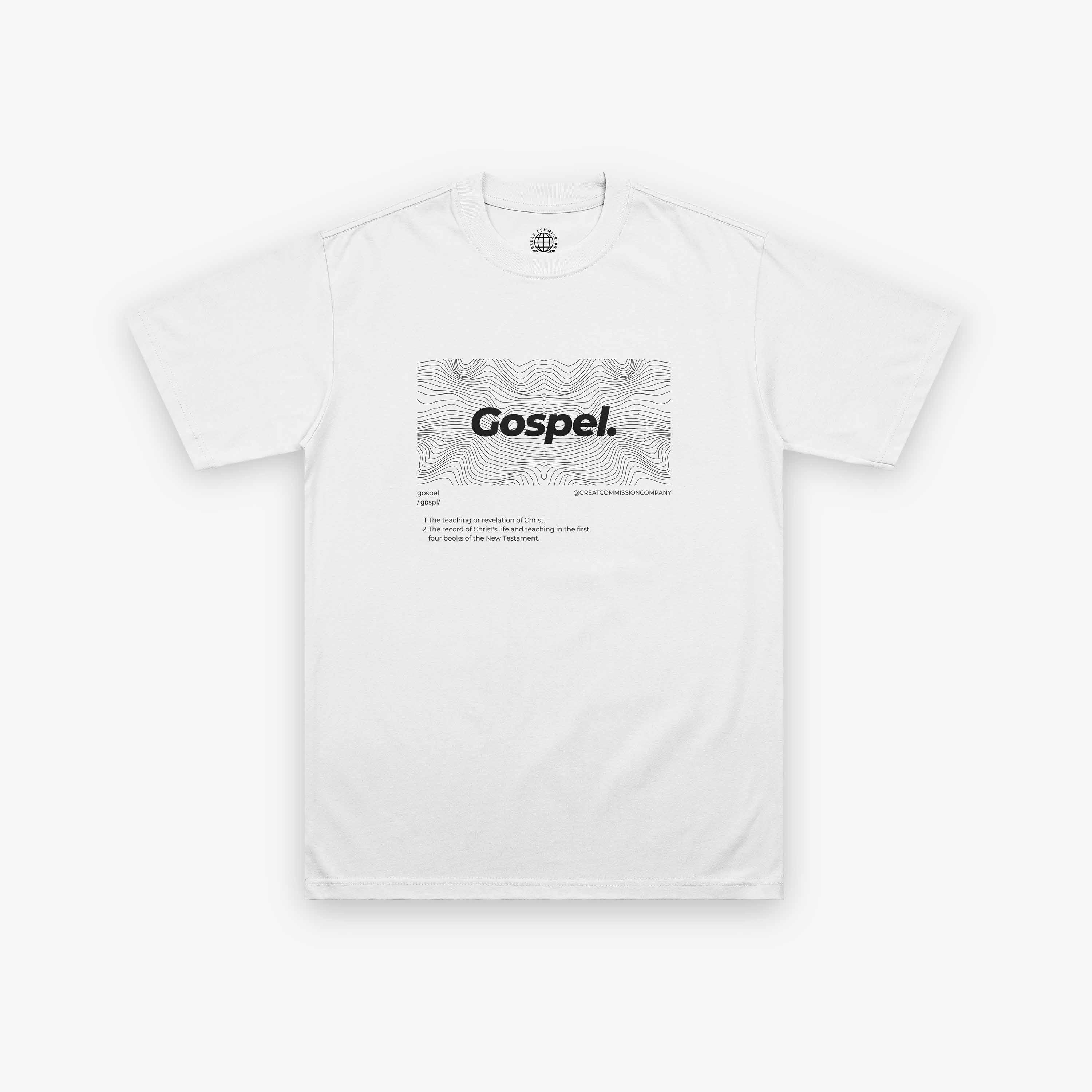 Gospel White Christian T-Shirt – Front design with scripture